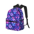 thumbnail image 2 of Lsque blue Skull purple flower1 Classic Casual Backpack - Large Capacity Water-Resistant Backpack for School, Work, Travel, and Outdoor Activities, 2 of 8