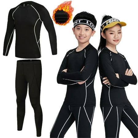 

MLFU Toddler Boys Thermal Underwear Performance Baselayer Thermal Top for Cold Weather Size 115-155cm