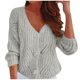 thumbnail image 1 of Gibobby Suéteres de invierno de punto Chaqueta de punto de cable grueso de manga larga con frente abierto de invierno para mujer Abrigos de suéter (Gris, L), 1 of 4