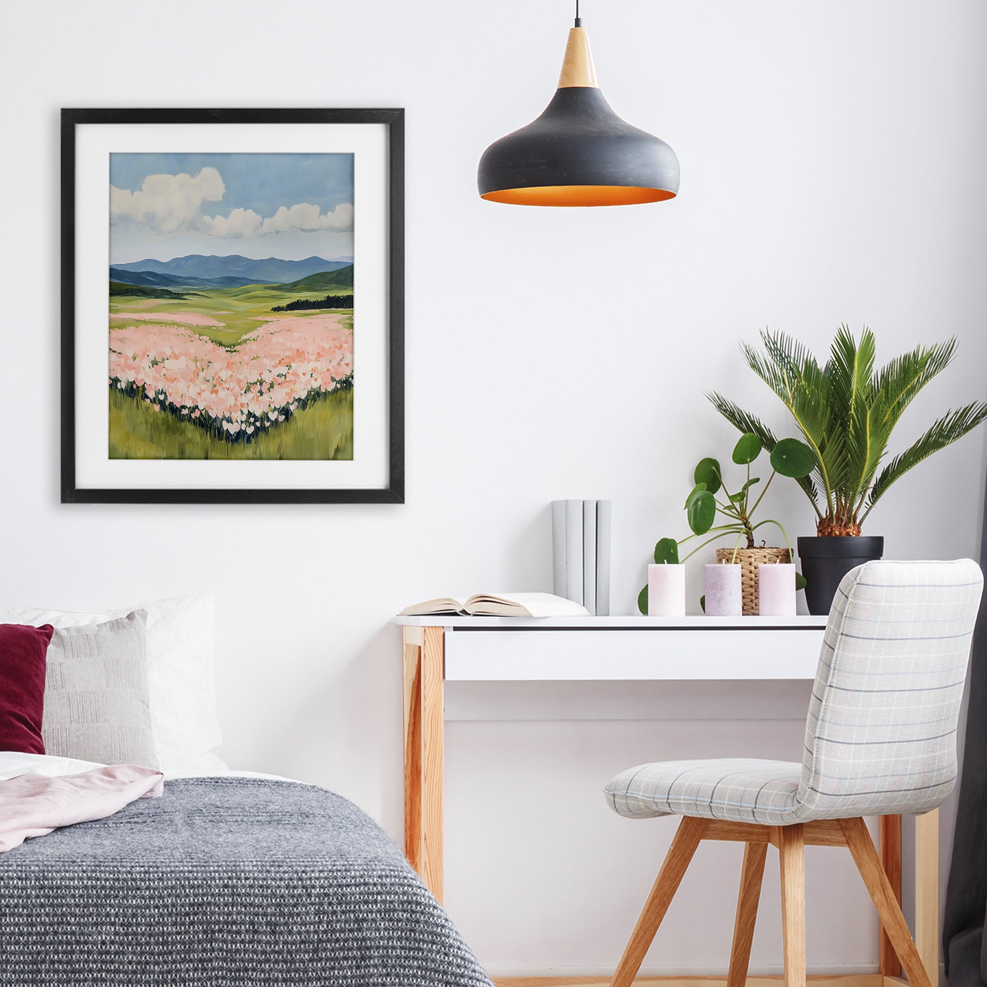 Stupell Industries Heart Shaped Flower Field Black Framed Print Under Glass, design by The Prints Vibe