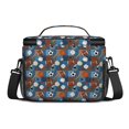 thumbnail image 3 of Football and Basketball Blue Pattern Insulated Lunch Box for Women Men, Medium Leakproof Cooler Bag with Adjustable Strap, 10"x6.7"x8", 3 of 6