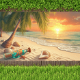 thumbnail image 7 of Tropical Sunset Beach Backdrop Ocean Palm Trees Shells Banner for Vacation Party Summer Wedding Photography, 7 of 7
