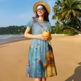 thumbnail image 4 of Daiia Woman Under Blossoming Tree Print Women's Dresses 2025 Trendy Short sleeve Dresses Casual Baggy Flowy Maxi Sun Dresses, 4 of 6