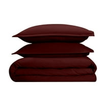 1000 Thread-Count 100% Egyptian Cotton 3 Piece Duvet Cover and Pillow Shams, Premium Hotel Comforter Quilt Cover Sateen Weave with Zipper Closure, Corner-Ties - Full, Wine