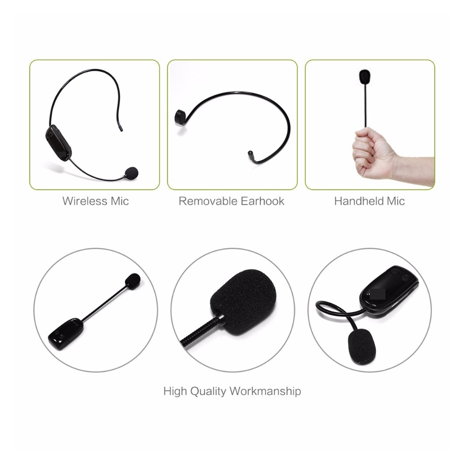 UHF Wireless Microphone Headset Handheld Mic System 3.5/6.5mm Receiver For Voice Amplifier Speakers ,Powerful Sound
