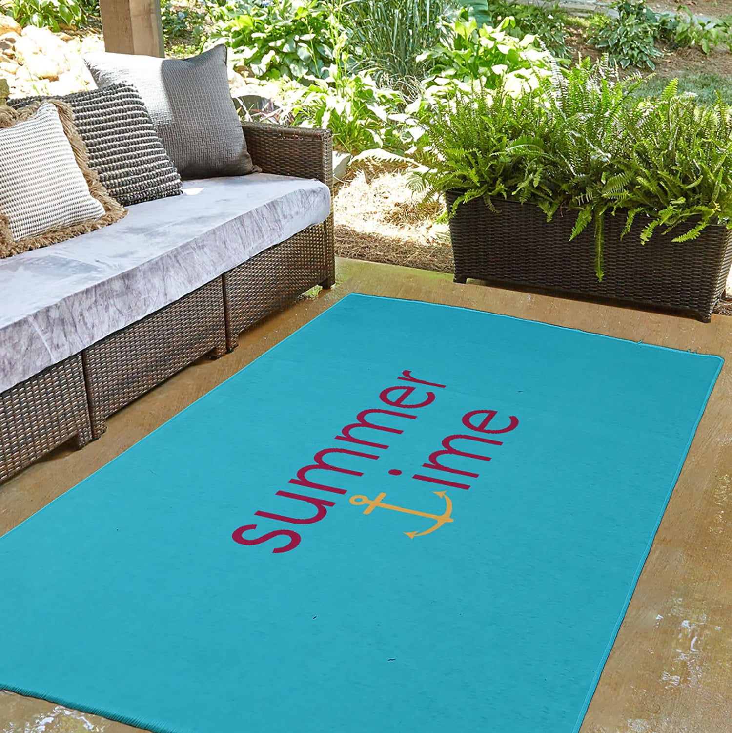 3' x 5' Simply Daisy Summer Time Anchored Beach Style Chenille Area Rug, Lipstick Pink