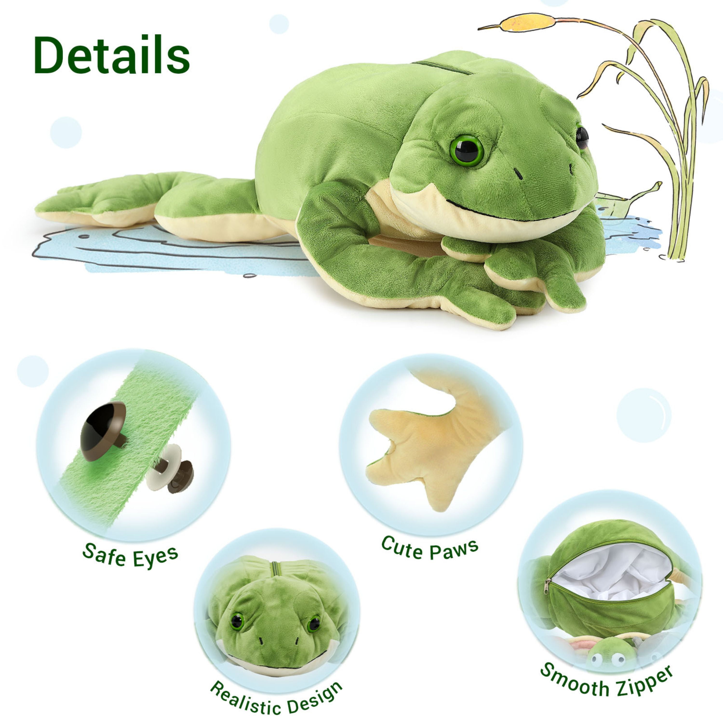 MaoGoLan 22" Giant Frog Stuffed Animal with 4 Babies Plush Toy Stuffed Frog Toys