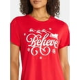thumbnail image 4 of Christmas Women's Believe Sleigh Graphic Tee from Holiday Time, Sizes S-XXXL, 4 of 5