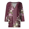 thumbnail image 5 of Zedker Women'S Floral Printed Loose Fits V-Neck 3/8 Sleeve T-Shirt Blouses, Soft Comfortable Casual Breathable Loungewear Fall Tops,Multicolor,L, 5 of 5
