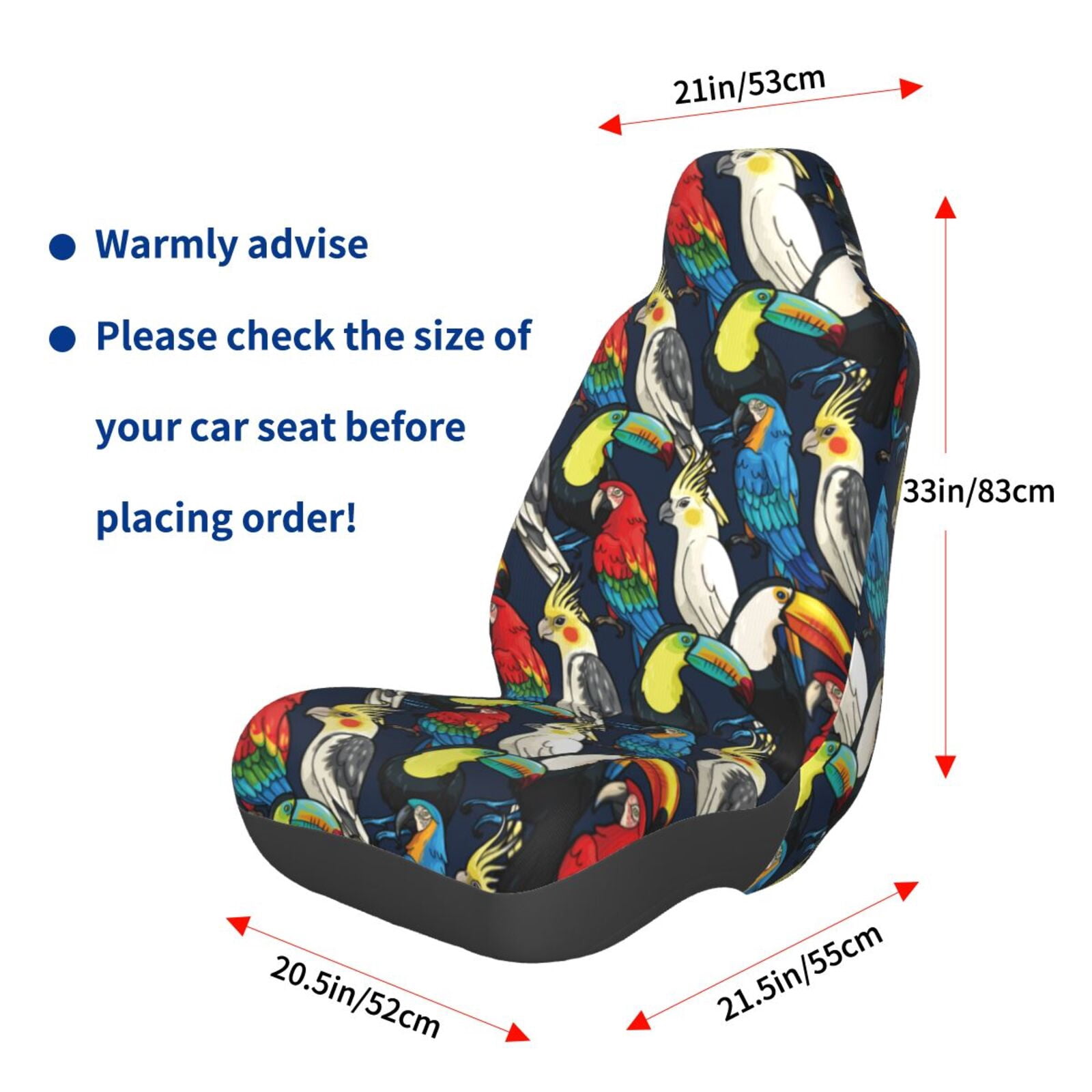 Naloa Parrot Car Seat Covers Universal Front Seat Coves for Car Accessories ,Padded Car Covers for Automotive, SUV, Truck, and Van