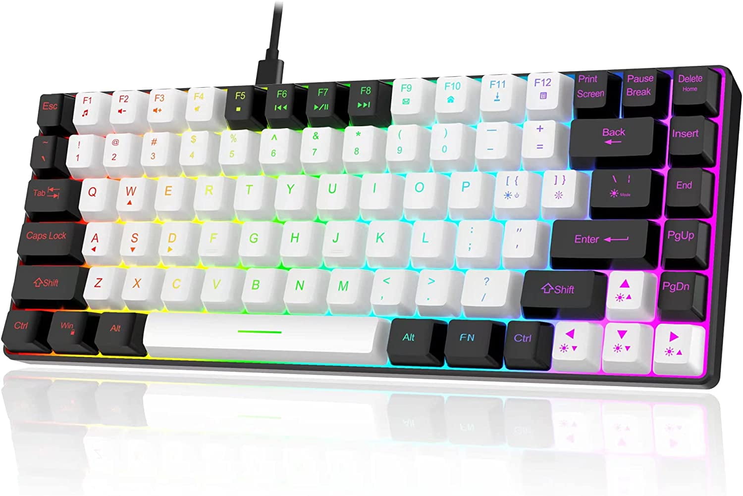 7KEYS TKL Mini Gaming Keyboard, Ultra Portable Keyboard, Wired 84 Keys