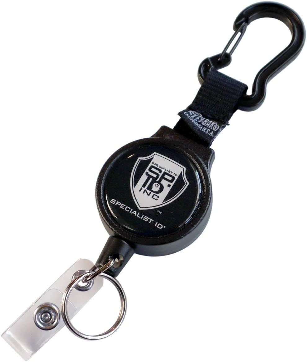 Heavy Duty Badge Reel with Badge Holder & Key Ring - Carabiner