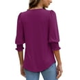 thumbnail image 5 of Fantaslook Blouses for Women Dressy Casual 3/4 Length Sleeve Womens Tops with Smocked Cuffs Fashion Shirts, 5 of 8