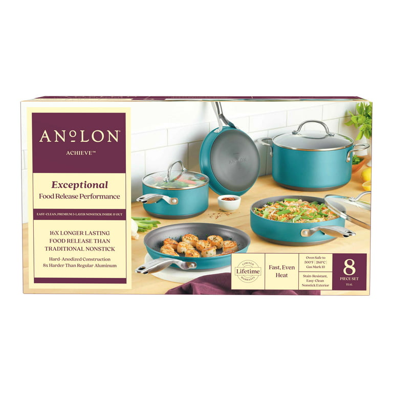 Anolon Achieve Hard Anodized Nonstick Cookware Pots and Pans Set · 10 Piece  Set