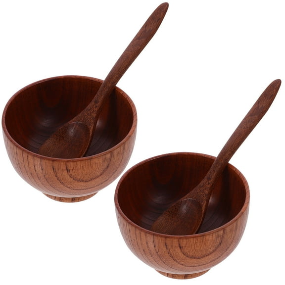 Raindrops 1 Set Large Capacity Wood Salad Bowl Rustic Style Wooden Food Bowl