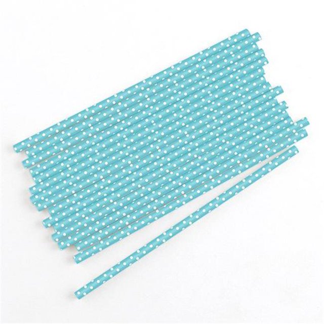 Weddingstar 9663-11 Sippers Small White Polka Dot Paper Straws Pastel Blue