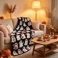 thumbnail image 6 of PYURTEP Halloween Blanket, Soft Cozy Flannel Throw Blanket with Ghost Flower Pumpkin Print, Decorative Blanket for Halloween Decoration, 59 x 39 inch, 6 of 6