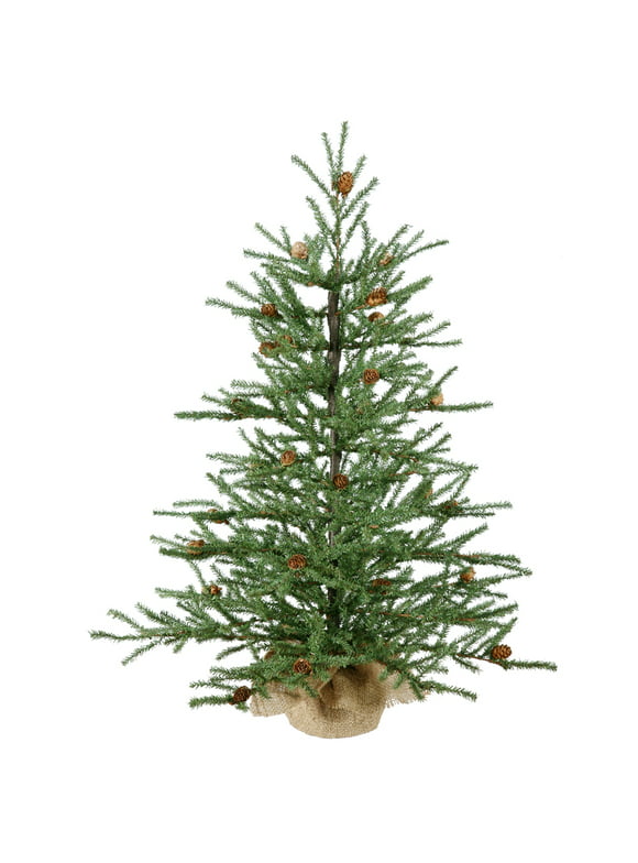Vickerman 42" Caramel Pine Artificial Christmas Tree Unlit, Seasonal Indoor Home Decor with Decorative Burlap Base