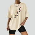 thumbnail image 2 of IROINNID Summer Tops For Women Basic Versatile Tops Round-Neck Print Short Sleeve Printing Loose Blouse T-Shirt Spring Saving, 2 of 5