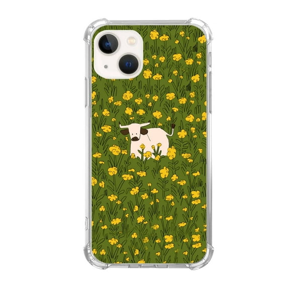 Flower Cow Case Compatible with iPhone 14 Plus,Unique Art Design TPU Bumper Cover Case