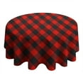 thumbnail image 4 of Red Black Checkerboard Checkered Pattern Round Tablecloth 60"x60",Wrinkle Wipeable Table Cloth for Kitchen Dining Room Picnic Patio Party, 4 of 6