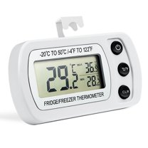 2 Pack Digital Refrigerator Thermometer Fridge Freezer Room Thermometer Waterproof Large LCD Display Max/Min Record Function,White-2 Pack