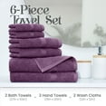 thumbnail image 3 of Utica 6-Piece Towel Set | 100% Cotton Soft & Absorbent Everyday Towels | Plum, 3 of 8