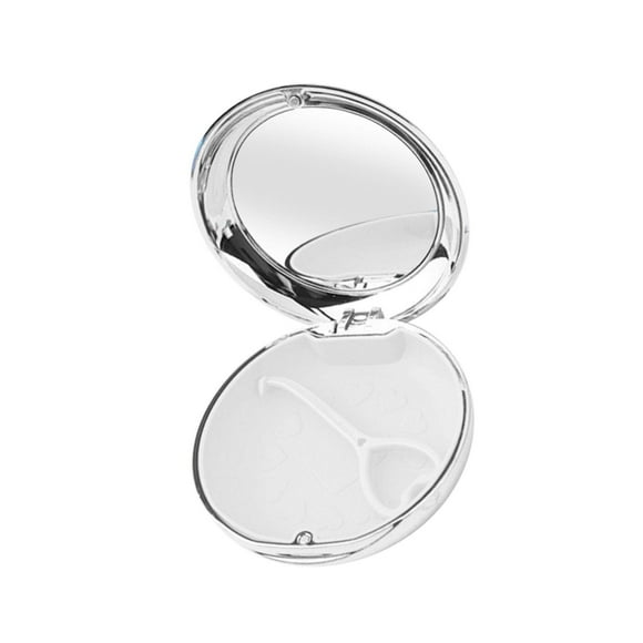 Guardoinrt Travel Retainer Case with Mirror retainer storage box case cute dentures women container Mouth Guard Case Protection with Vent Holes White