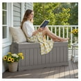 thumbnail image 6 of SONGMY 78 Gallon Outdoor Deck Box Large Resin Storage Box for Patio Furniture Cushions and Garden Tools (Light Brown), 6 of 7