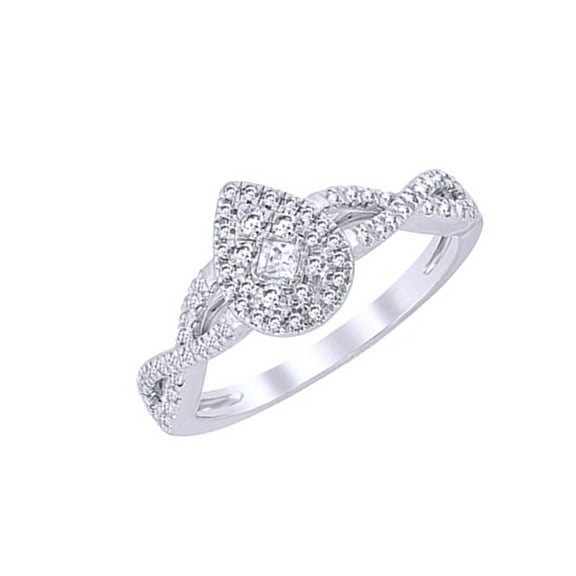 AFFY White Natural Diamond Promise Ring In 10k White Gold (0.33 Cttw)