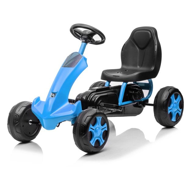 Kiddo Deluxe Design Blue Kids Childrens Pedal Go-Kart Ride-On Rubber Wheels 