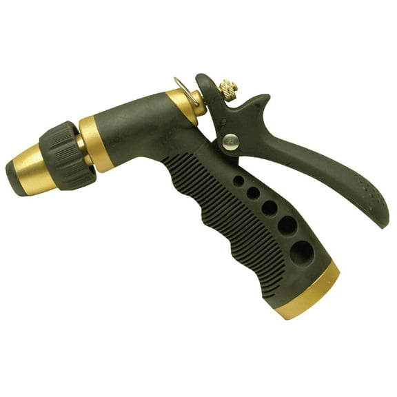 Seachoice Brass Hose Nozzle w/ Adjustable Locking Spray Lever, Black, 5-1/2 In.