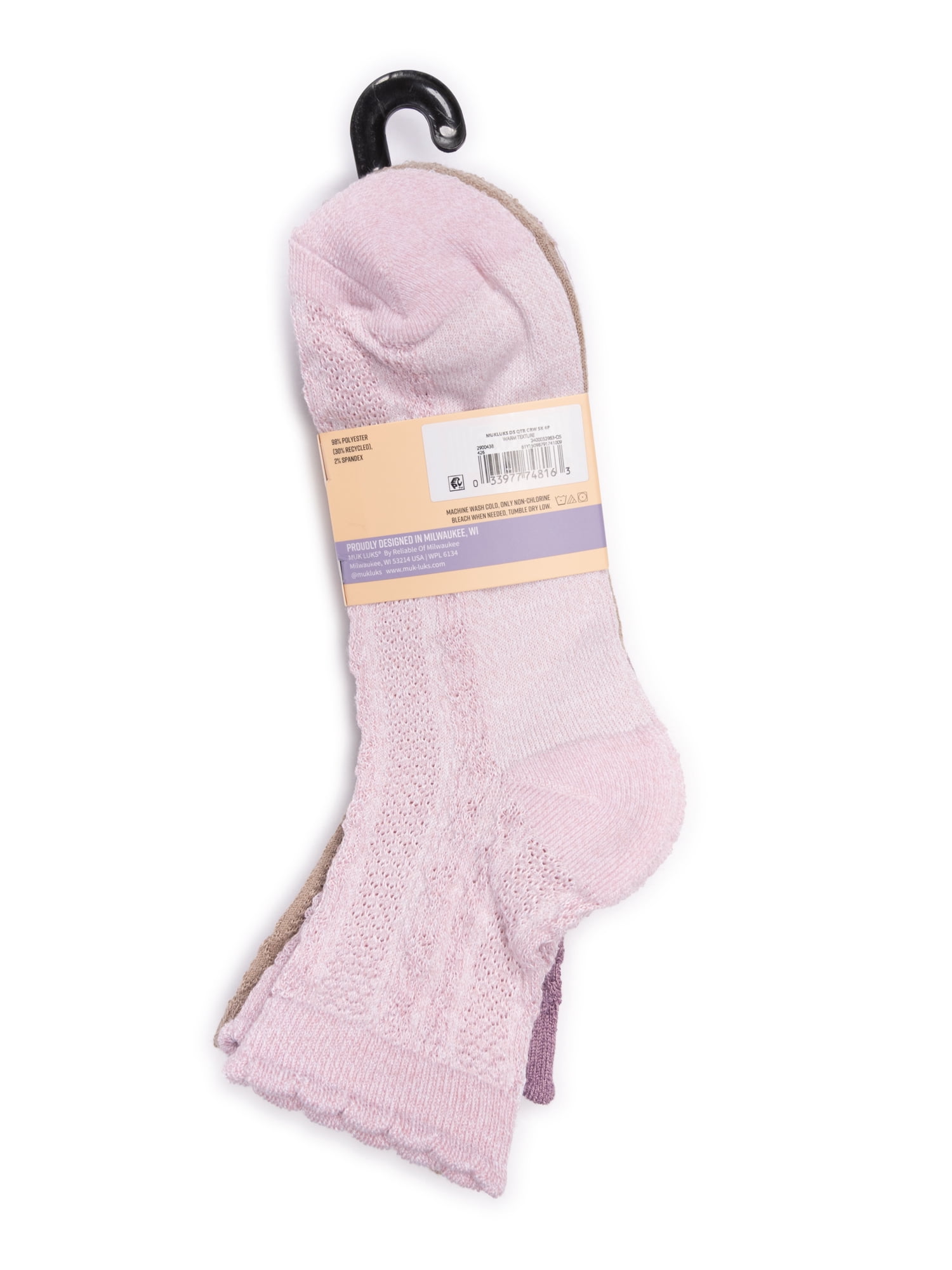 MUK LUKS Women's Dream Step Quarter Crew Socks, 4 Pair Pack
