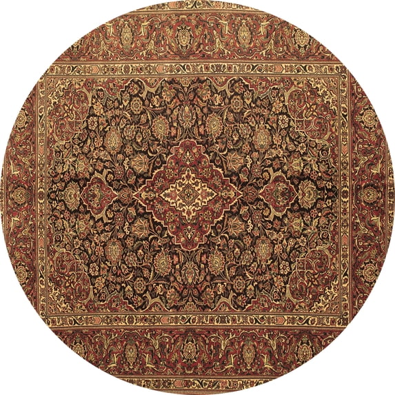 Ahgly Company Indoor Round Medallion Brown Traditional Area Rugs, 6' Round