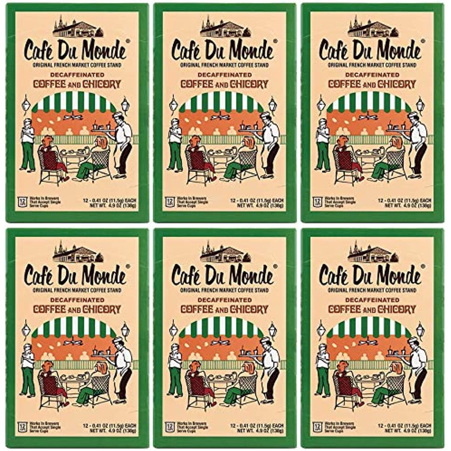 Cafe Du Monde Decaffeinated Coffee And Chicory Single Serve Pods (72