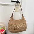 thumbnail image 3 of Yucurem Large Capacity Straw Crossbody Shoulder Bag, Handmade Woven Underarm Bags for Summer Travel Beach Vacation (Khaki), 3 of 9