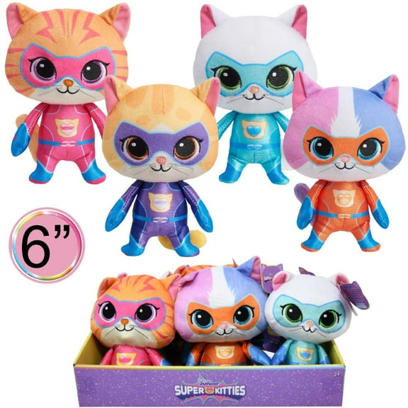 1 Piece Super Kitties Small 6.5-8" Plush with glitter eyes- 4 Asst, Randomly, 1 Count