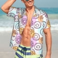 thumbnail image 5 of Picia Donuts and Coffee Gentle Cotton Regular Fit Short Sleeve Casual Hawaiian Shirt for Men-X-Large, 5 of 9