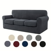 Contemporary & Stretchable Sofa Cover Set, 2-4pc Elastic Slipcover, T-cushion Protector Machine-Washable for Home Decor