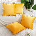 thumbnail image 5 of Unique Bargains Velvet Pillow Cover with Poms for Sofa 4PCS Gold 20" x 20", 5 of 8