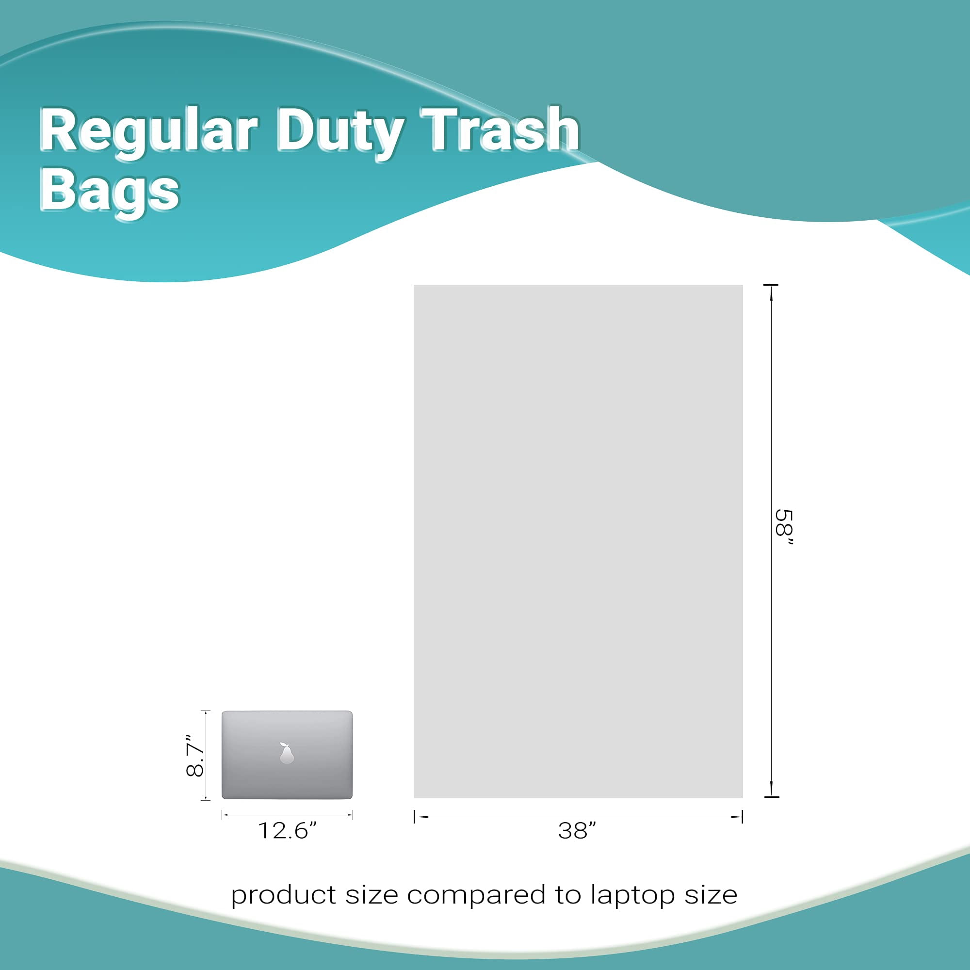 Garbage Bags High Density Plastic Clear 200 count 38 x 58 in 60 gallon Regular Duty