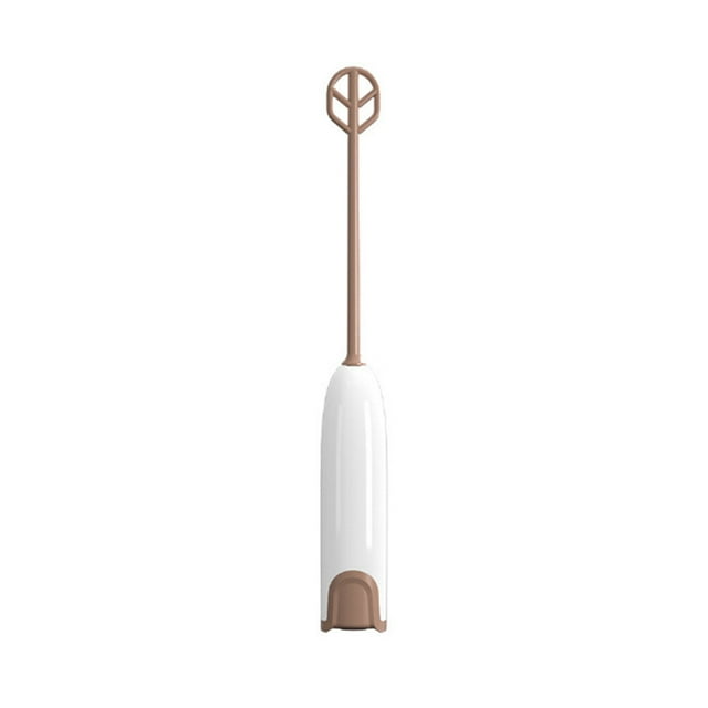 Electric Stirrer Portable Reusable Detachable Battery Powered Button Control Beverage Stirrers ABS Plastic Replacement Home Kitchen Milk Tea Mixer White Coffee
