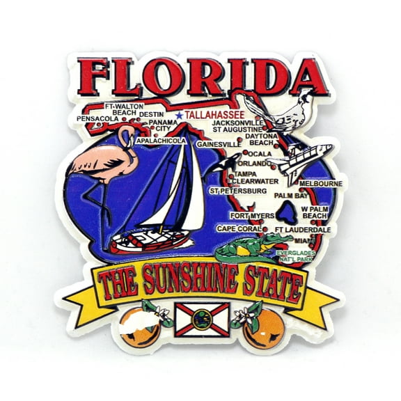 Florida State Elements Map Fridge Collectible Souvenir Magnet