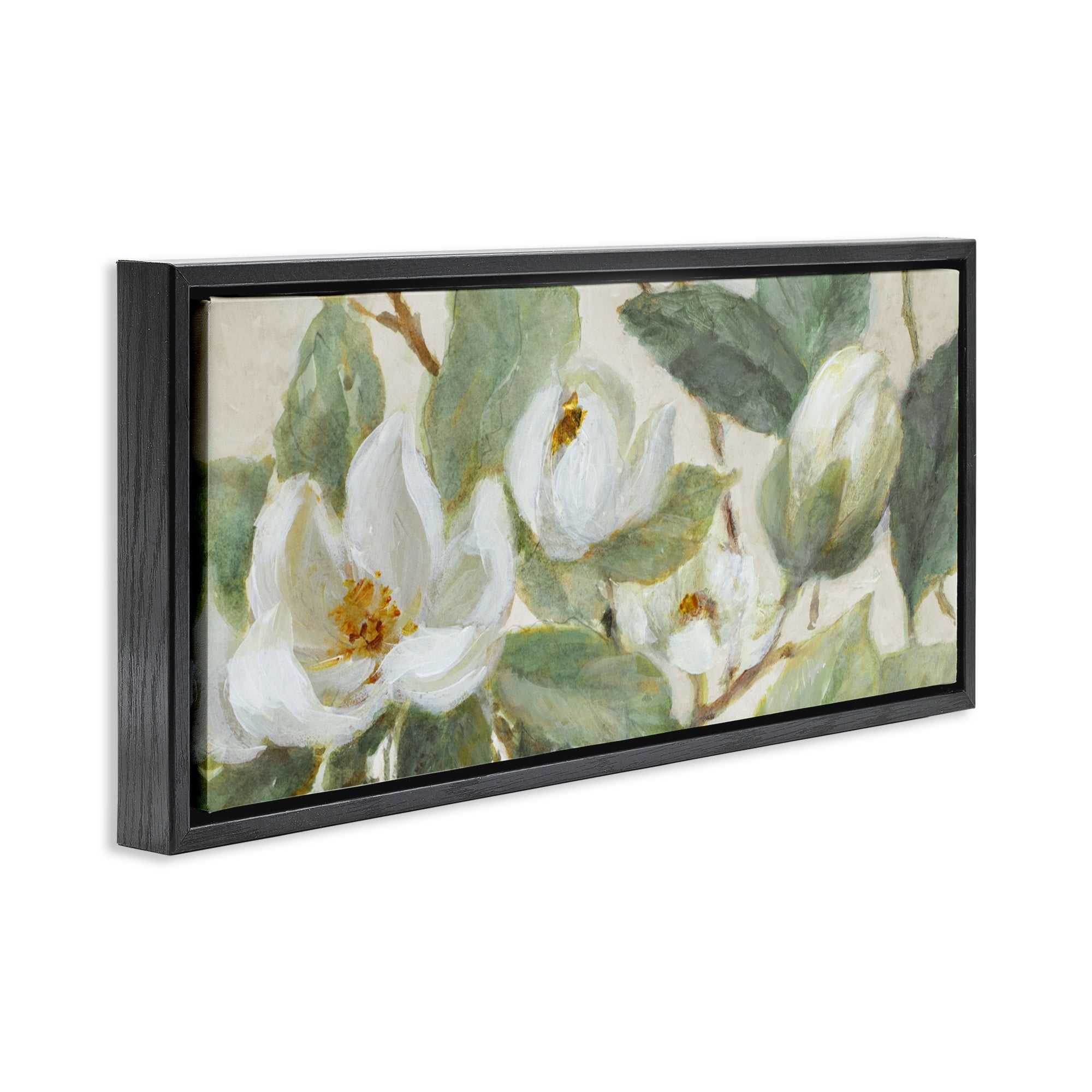 Stupell Industries Delicate Magnolia Dreaming Black Framed Floater Canvas Wall Art, design by Lanie Loreth