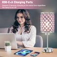 thumbnail image 2 of NATYSWAN Touch Crystal Table Lamp, 3-Way Dimmable Nightstand Lamp with USB Ports,Modern Bedside Lamp for Bedroom, Living Room,Pink, 2 of 7