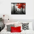 thumbnail image 5 of PIKWEEK  Wall Art Canvas Painting Red Tree in Black and White Sunshine Foggy Forest Picture Poster Print Stretched Ready to Hang for Living Room Bedroom Office Home Decor 12*16inch/16*20inch, 5 of 6