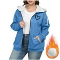 thumbnail image 3 of Otntypg Winter Warm Fleece Hoodie Jackets for Women Plus Size Thick Sherpa Lined Casual Full Zip up Long Sleeve Hooded Pullover Sweatshirts Trendy Oversized Outwear Coat with Pockets L, 3 of 5