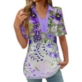 thumbnail image 2 of ALLLIST Womens Tops Clearance Under $10 Short Sleeve V-Neck Purple Graphic Casual T-Shirts Printed Tees for Women, 2 of 5