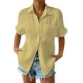 thumbnail image 2 of JCCXIN Womens Tops Ladies Summer Solid Color Loose Plus Size Long Texture Dress Shirt Top Beach Vacation Clothes, 2 of 4