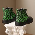 thumbnail image 6 of Ticikt Kids Leopard Print Ankle Boots, Lace Up Side Zipper Platform Non Slip Fashion Short Boots,Black, 6 of 8